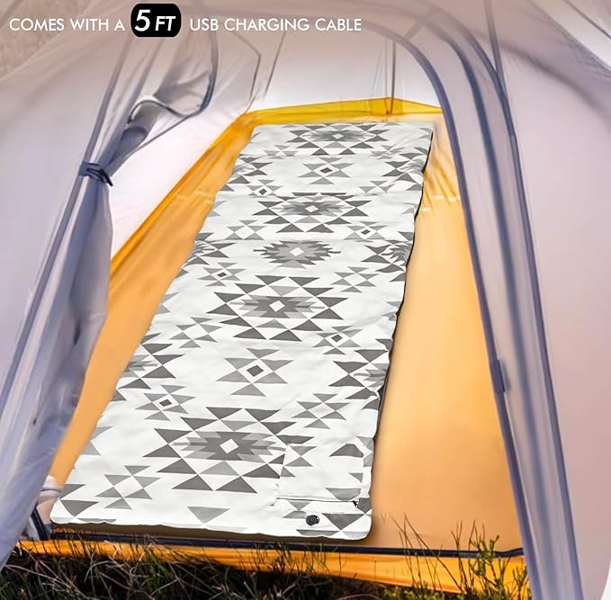 Heated Sleeping Bag pad, 3 Adjustable Temperature Levels, Operated by 5V/2A USB Power Supply (Bohemia, 76" x 24")