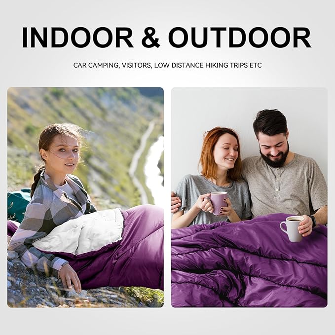 Sleeping Bags for Adults Cold Weather & Warm,Backpacking Camping Sleeping Bag for Tall Girls Boys,Lightweight,Compact,Waterproof Camping Gear for Traveling,Hiking,Hotel,Outdoor & Indoor