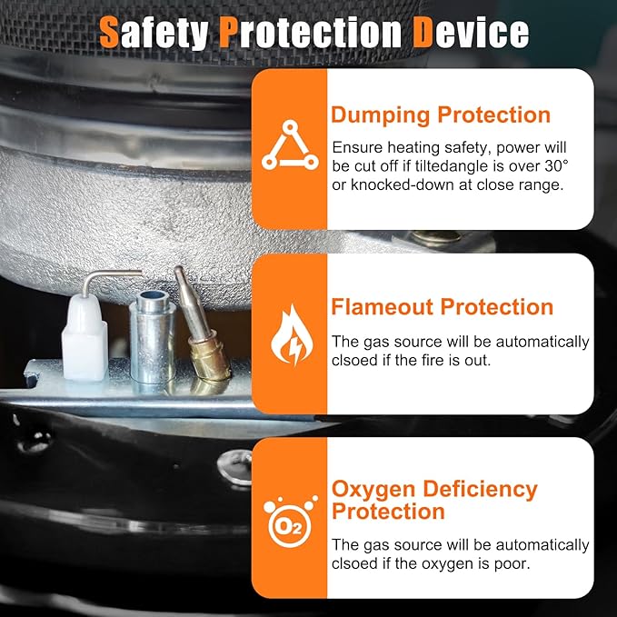 2-in-1 Portable Propane Heater and Stove 13000 BTU Dual Function for Indoor & Outdoor Use Compact Design with Carry Handle for Camping, Garage, Patio, Ice Fishing, Emergency, Black