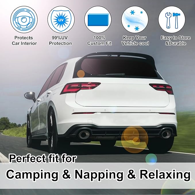 6PCS Windshield Sun Shade Custom Fit for 2022-2025 Volkswagen VW Golf Mk8 Accessories Foldable Sunshade Side Rear Window Shade Cover Full Set Privacy Protection Keeps Car Cool