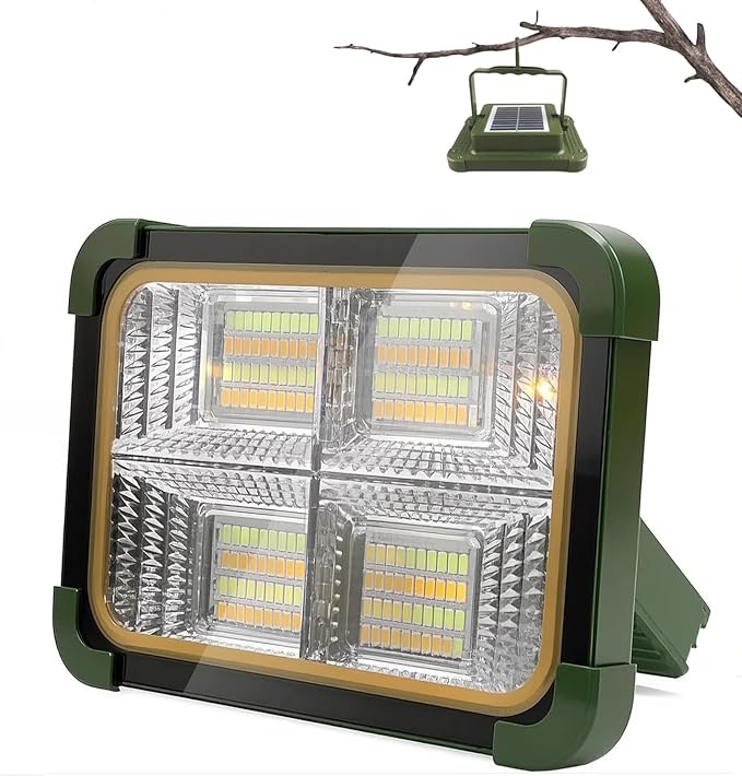 Solar Camping Lantern 200w Rechargeable Outdoor Light Travel Essentials with 6000mAh Emergency 5 Modes Portable LED Work Light Gifts for Camping Hurricane Survival