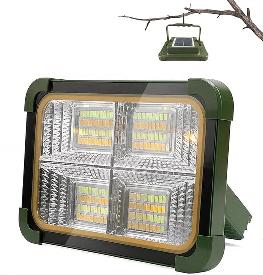 Solar Camping Lantern 200w Rechargeable Outdoor Light Travel Essentials with 6000mAh Emergency 5 Modes Portable LED Work Light Gifts for Camping Hurricane Survival
