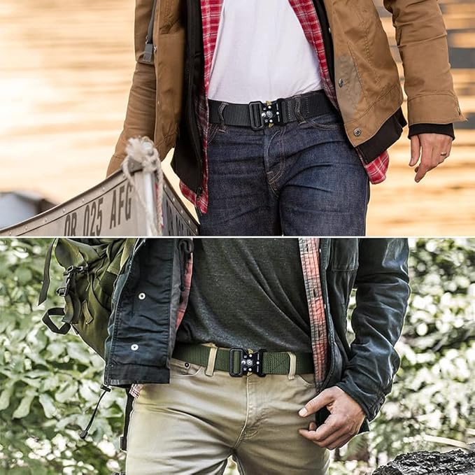 Tactical Belt Men 4 Pack, Compass Military Nylon Web Belt, Heavy Duty Belt Quick Release Metal Buckle Riggers Belt