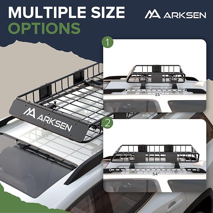 ARKSEN 54" x 34" x 6" Roof Rack Cargo Basket with Extension, 150 LBS Universal Heavy Duty Steel Rooftop Carrier for SUV, Truck, RV, Pickup