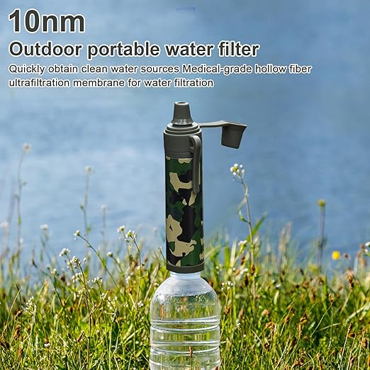 Upgrade Set of 5,Personal Water Filter Straw for Hiking, Camping, Travel,Water Straws to purify Water,Emergency Water Straw (Camouflage)