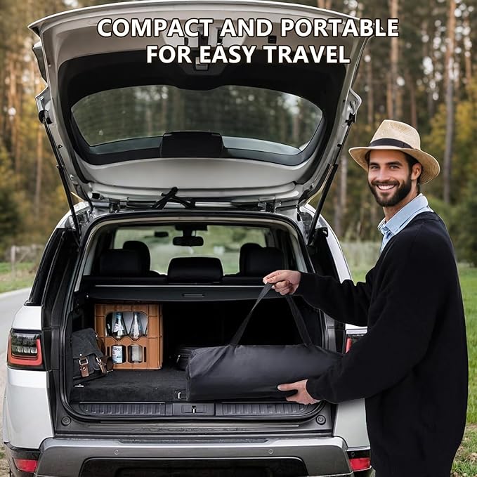 Lightweight Folding Camping Table, Portable Aluminum Outdoor Table with Carry Bag, Compact Collapsible Table for Picnic, Beach, BBQ & Camping – Black