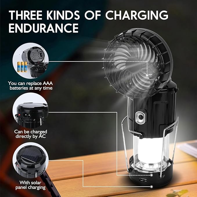 4 Pack 2026 Upgrade Solar Portable Lantern Rechargeable Fan - Collapsible Lightweight LED Camping Lantern for Power Outages Flashlight Survival Kits for Outdoor Tent