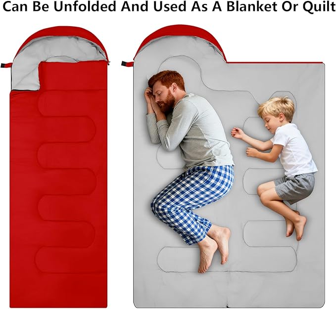 Sleeping Bags, Lightweight Camping Sleeping Bag for Adults, Kids, Hiking, Outdoor, Travel, Cold Weather & Warm