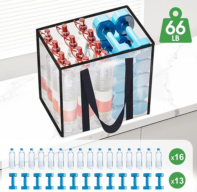 4 Pack Reusable Grocery Bags, Heavy-Duty Shopping Bags with Sturdy Handles, Water-Resistant & Foldable Organizer, Shopping Bags for Groceries, Market, Car Trunk, Multi-Purpose, 42L