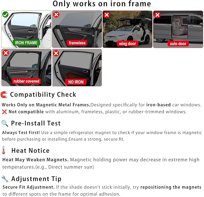 Leather Car Curtains for Side Window - 4 Pcs Privacy Sun Shades Magnetic 100% Block Light Car Window Covers with Cooler Feeling (Leather, 4pcs)