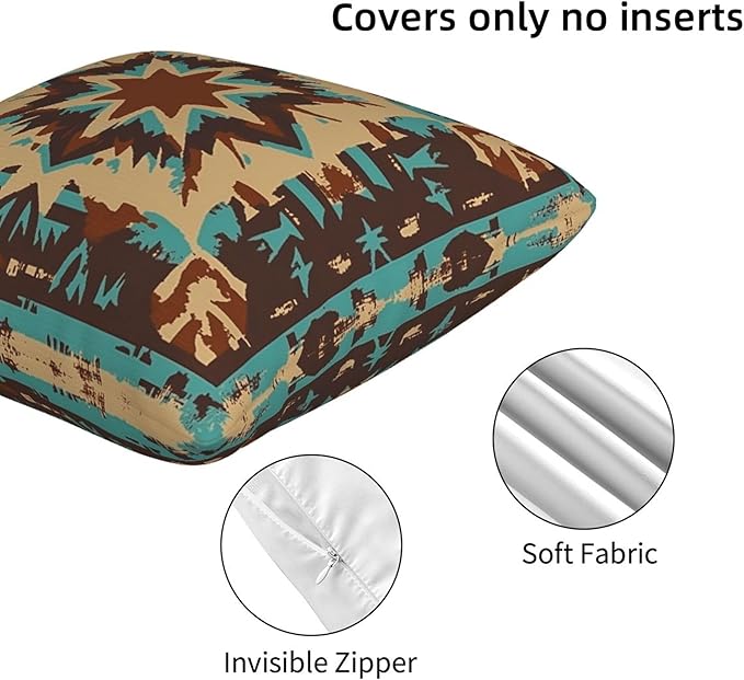 Western Aztec African Tribe Throw Pillow Covers 18x18 inch Set of 2 Pillow Case Cushion Cover for Home Sofa Couch Living Room Car Decor