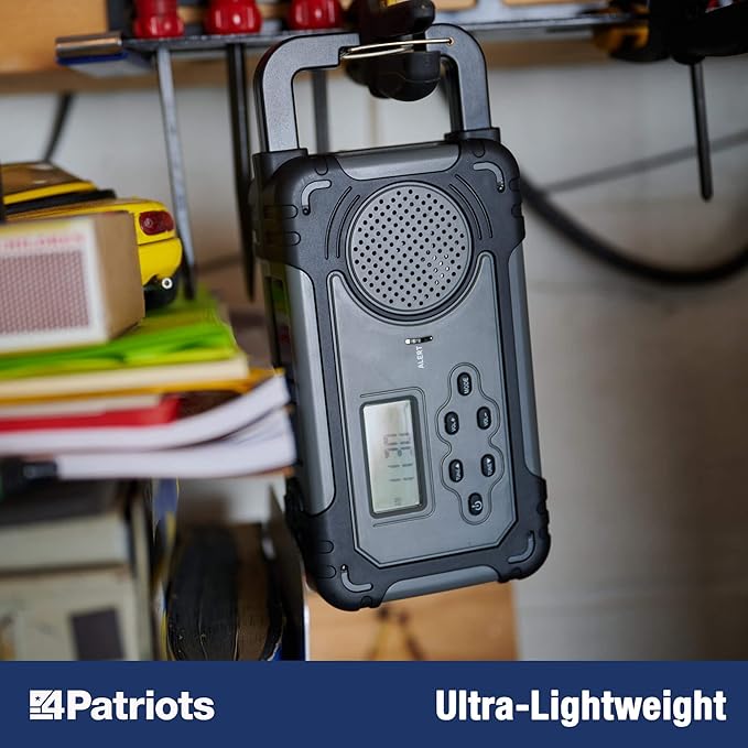 4Patriots Liberty Band Emergency Solar Radio: NOAA Weather Radio with Solar Panel & Power Bank