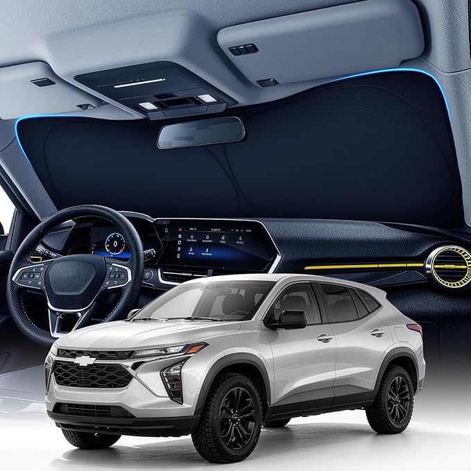 Zanch Custom Windshield Sun Shade for Chevy Trax 2024-2026, 7-Layer UV & Heat Block, 3D Laser Scanned, Interior Protection, Keep Car Cooler, Foldable SUV Accessories