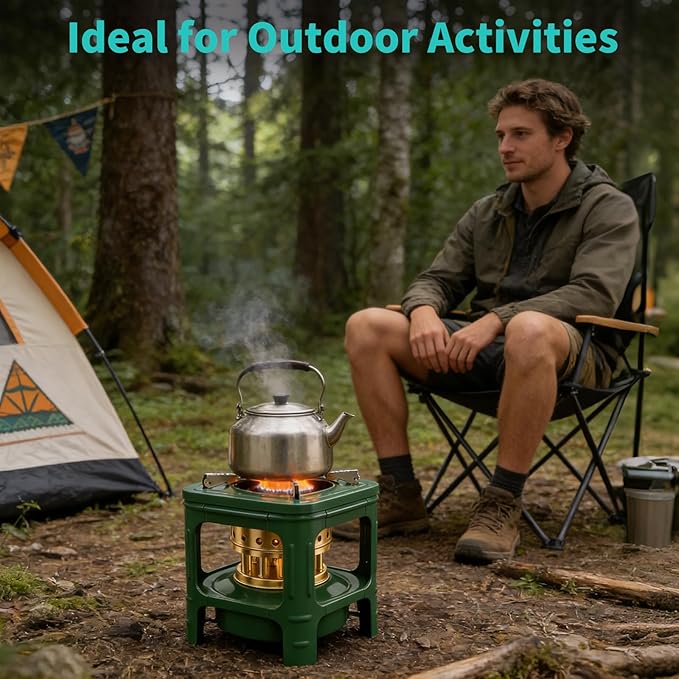 Portable Kerosene Stove 8-Wicks,Camping Picnic Burner Furnace,Backpacking Oil Stoves Cooker Cookware,for Outdoor Cooking Emergency Heating Hiking Picnic Survival Gear (Square)