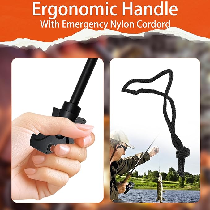 3PCS Magnesium Fire Starter with Striker, High Temp Magnesium Rod, Ferro Rod Fire Starter Survival Tool with 30Pack Waterproof Tinder and Steel Fire Striker for Camping, Hiking and Emergency