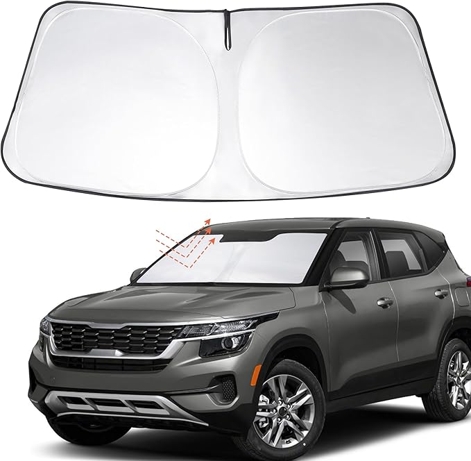 Windshield Sun Shade Custom Fit 2021 2022 2023 2024 2025 2026 Kia Seltos Accessories Foldable Sunshade Sun Blocker Front Window Shades Covers Keep Car Cooler