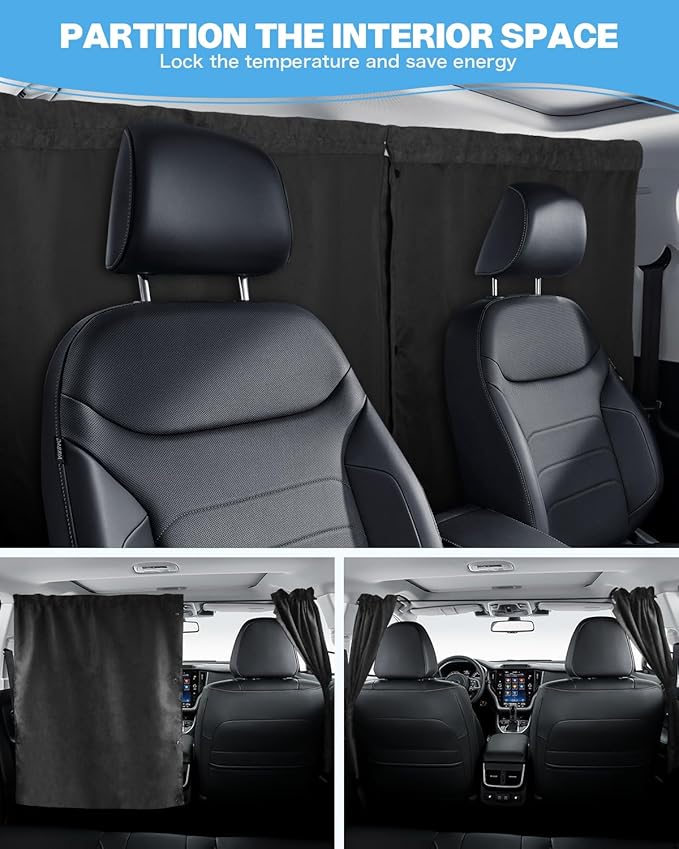 53.74 * 31.50 inch Set of 3 Car Privacy Curtains for SUV/MVP/Pickup Truck/Small Car/Sedan Accessories Universal Window Shades Light Blocking Sunshades for Kids Rear Side Window Shades Gray