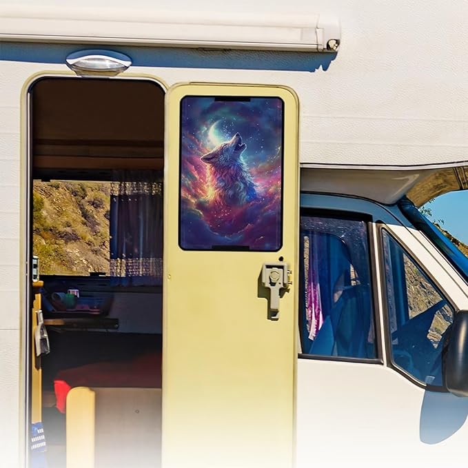 Rv Door Window Shade,Wolf Galaxy Camper Sun Shade Windshield Blackout Cover,RV Accessories Fits for RV Interior Door Window