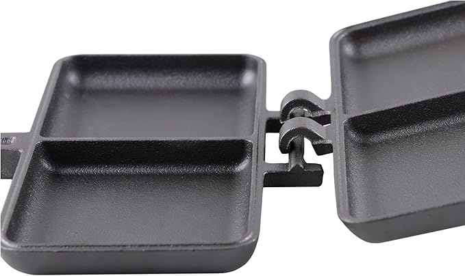 Coghlan's Cast Iron Cooker - Pre-Seasoned Pie Iron Sandwich Maker with Heat-Resistant, Removable Handles, Easy-to-Clean for Toasted Pies, Grilled Sandwiches, and Meats, For Campfire Cooking