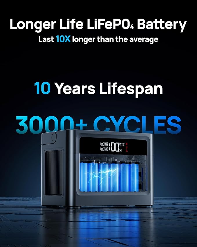 2026 Portable Power Station 700W Surge, 230.4Wh LiFePO4 (LFP) Battery, Power Bank 110V/ 350W Pure Sine Wave AC Outlet, Solar Generator Fast Charging for Camping, Emergency, Laptop, RV, Off-Grid Living