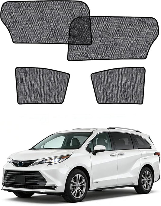 Car Window Shades for Toyota Sienna(2020-2024), 4-Pack Rear Window Sun Shades for Baby – Breathable Mesh, UV & Heat Blocker, Privacy Protection for Camping, Travel, Sleep & Nursing