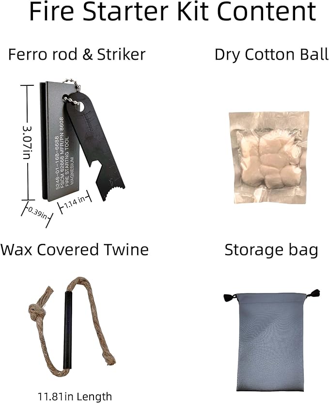 Survival Fire Starter Kit - Ferro Rod & Magnesium Fire Starter Compact Solo Stove with Flint and Steel to Firestarter Fireplace Pit for Outdoor Camping Bushcraft Hiking Emergency Gadgets