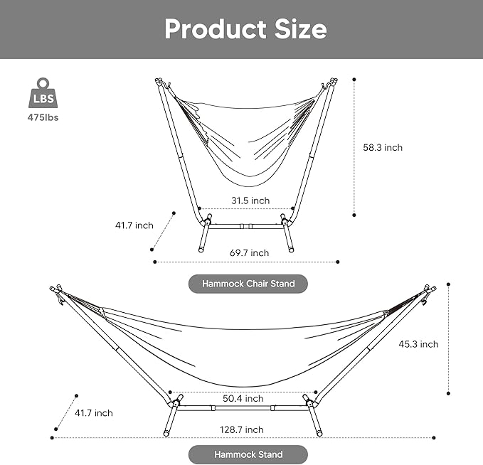 SUNCREAT 2-in-1 Convertible Backyard Fabric Hammock with Stand, Large Hammocks for Outside, Patented, Purple Stripe