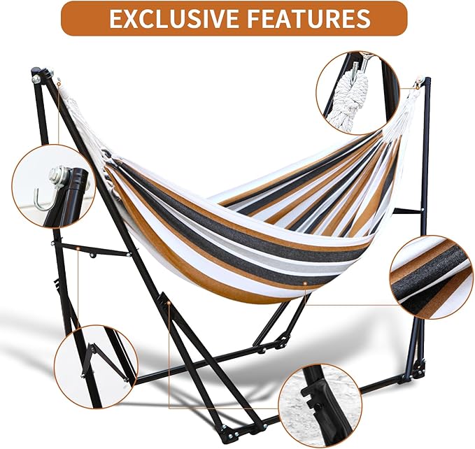 Portable Hammock with Stand for Outside Foldable,Frabic Tension Adjustable Indoor,Carrying Bag Included, 616 lbs Weight Capacity, Suitable Garden Yard Outdoor Inhouse Cyan