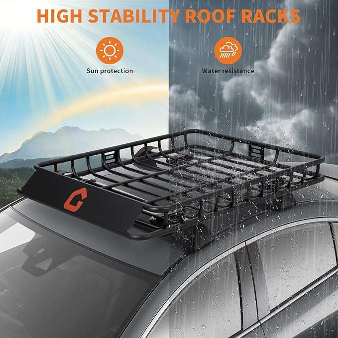 GarveeLife 46’’x36’’ Roof Rack Basket,Heavy Duty Universal Car & Truck Cargo Carrier with Net, Luggage Holder with Extension for Universal,200 LB Capacity