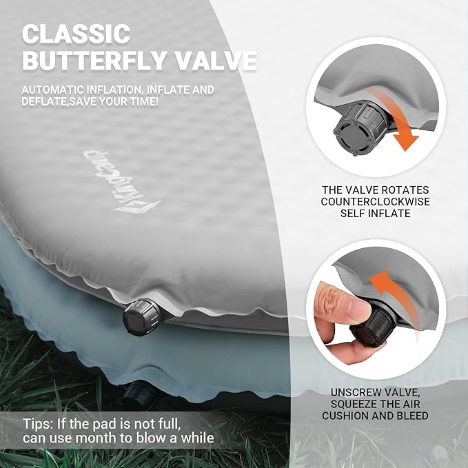 KingCamp Self Inflating Camping Mattress, Sleeping Pad for 2 Person Waterproof Comfortable Soft and Warm with Carry Bag Blue