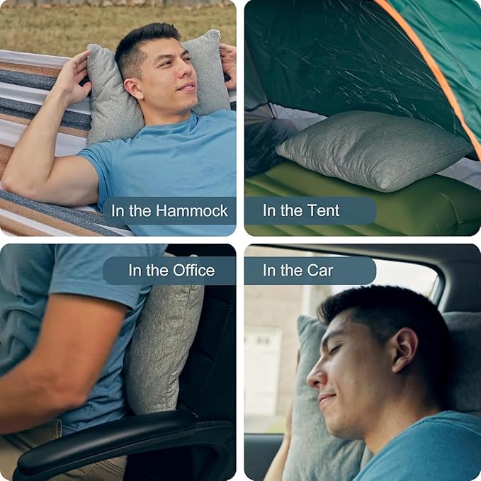 ACCURATEX Camping Pillow-100% Cotton Breathable Cover,Shredded Memory Foam Compressible Travel Pillow,Camping&Travel Accessories-Small Backpacking Pillow Camping Essentials for Sleeping
