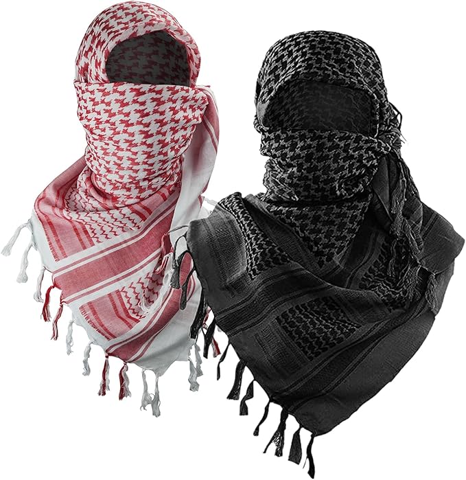 Luxns Military Shemagh Tactical Desert Scarf / 100% Cotton Keffiyeh Scarf Wrap for Men And Women