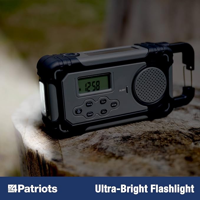 4Patriots Liberty Band Emergency Solar Radio: NOAA Weather Radio with Solar Panel & Power Bank
