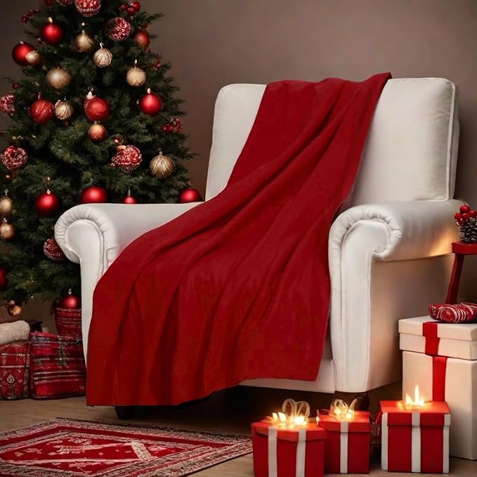 ZYFZCYBL Fleece Throw Blanket Blankets Bulk 6 Pack Soft Lightweight for Cozy Polar Fleece 50 x 60 Solid Pet-Friendly Colorful Bed Sofa Couch Fleece Fabric Travel Wedding Gift（Wine Red）