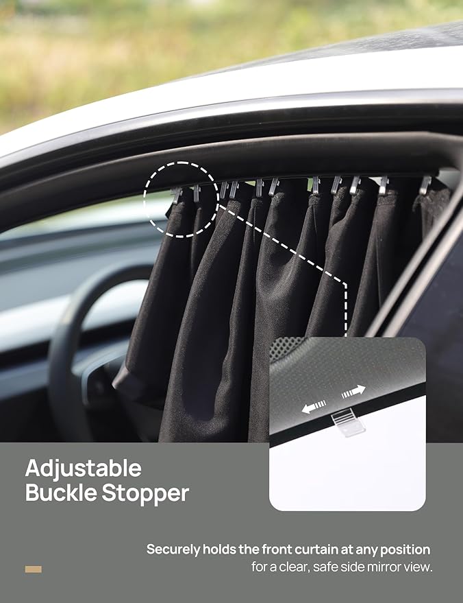 TPARTS Side Window Sun Shade for Tesla Model 3 2018-2026 (Including Model 3 Highland 2024+), Privacy Curtain Blinds Front & Rear Window Shade Blackout Drapes Set of 4 (Standard, Premium, Performance)