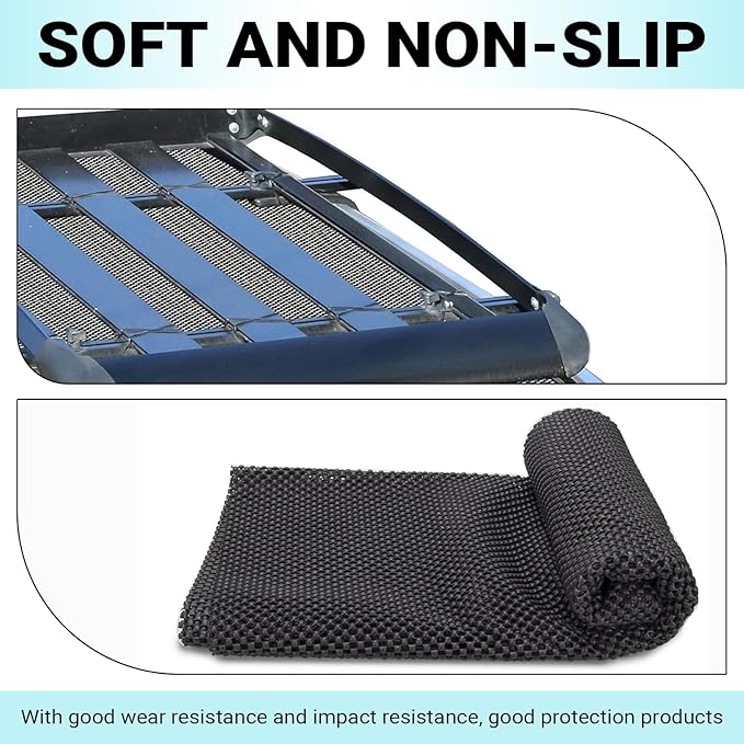 Car Roof Rack Pads, 47.24" x 39.37" Rooftop Cargo Bag Protective Mat, Cuttable Roof Trunk Anti-Slip Protective Mat, Universal Rooftop Rack Accessories, for SUVs, Sedans, Trucks (Black)