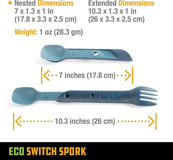 UCO Recycled ECO Switch Spork 2-Piece Integrated Camping Utensil Set