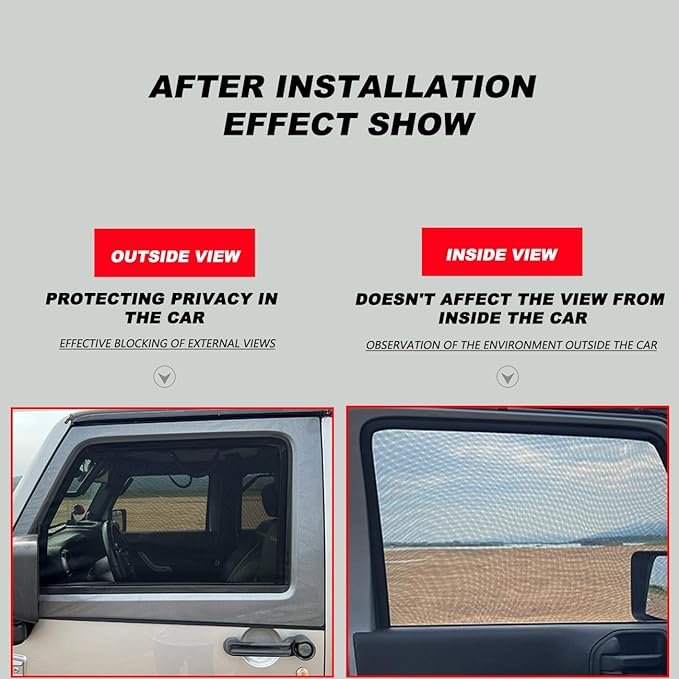 Side Window Sunshade for Jeep Wrangler,Front Window Cover Net for Camping,Window Netting Window Curtains for Jeep Wrangler TJ JK JL & Gladiator JT,2Pack