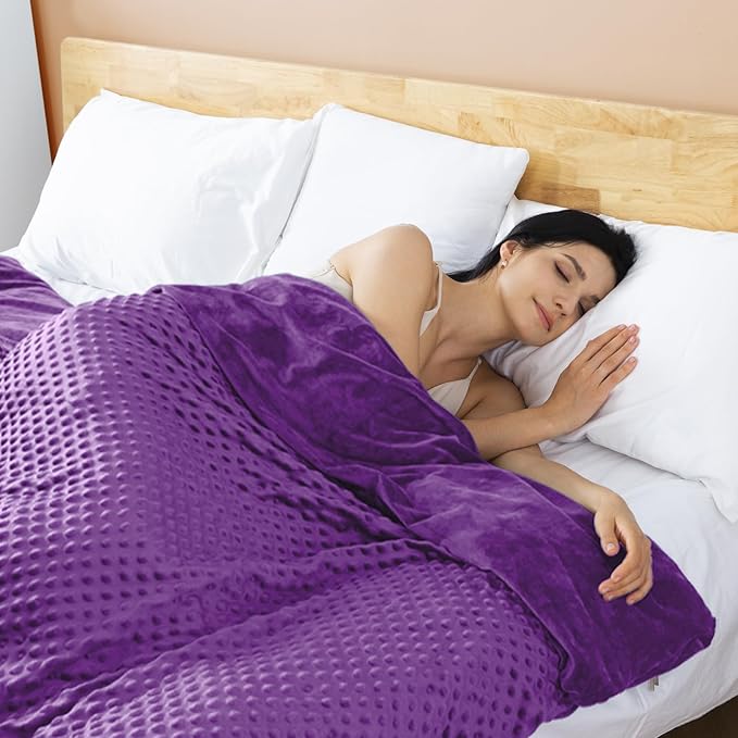 yescool Weighted Blanket (15 lbs, 48" x 72", Violet) Heavy Blanket for Sleeping Perfect for 140-160 lbs, Breathable Blanket with Premium Glass Bead, Machine Washable