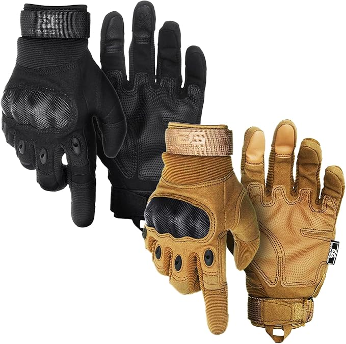 Glove Station Tactical Gloves for Men – Touchscreen Utility Gear with Hard Knuckle Protection Used in Motorcycle, Airsoft, Combat, Police, Shooting & Outdoor Work Black & Tan XX-Large