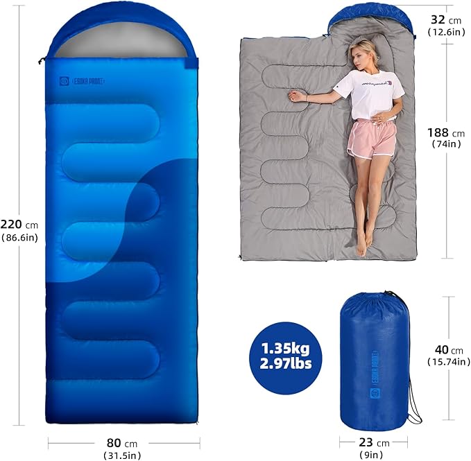 Sleeping Bags for Adults&Kids,Lightweight Waterproof Warm Weather Sleeping Bag,Compact Portable Sleeping Bag for Camping,Essentials Gear for Camping Hiking Outdoor Travel