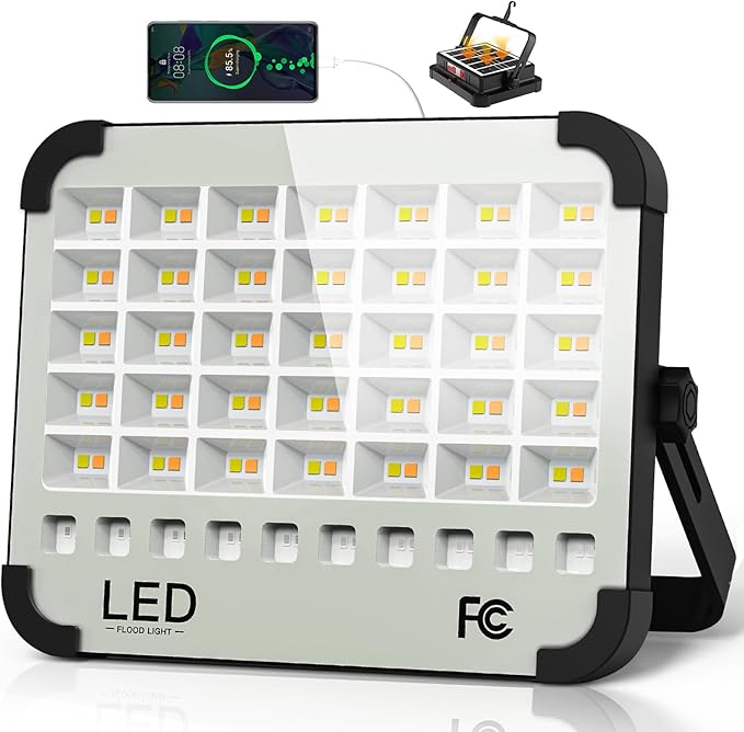 300W LED Solar Work Light Rechargeable, Sinear 26000LM Magnetic Portable Light, 26000mAh with 5 Modes, IP66 Waterproof for Outdoor Camping, Car Repair, Building, Workshop, Garage, Emergency