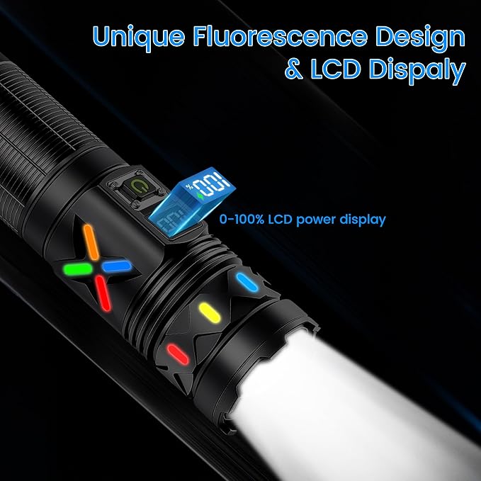 VASTFIRE Flashlight High Lumens Rechargeable, 50W Super Bright LED Flashlights, 5000ft Beam & 7-20H Long Lasting High Powered Handheld Flashlight, Powerful Flash Light for Emergency Home