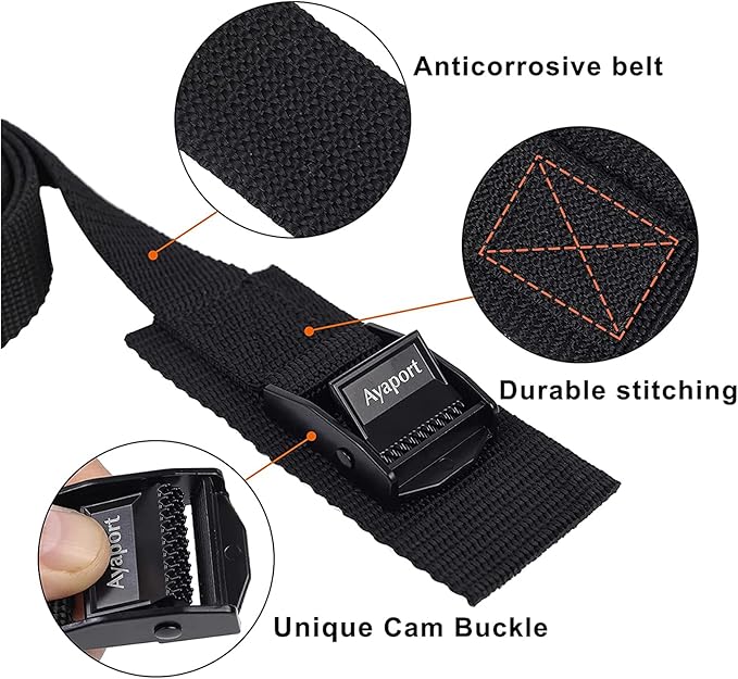 Ayaport Adjustable Cam Buckle Lashing Straps 2ft 4pack Tie Down Straps