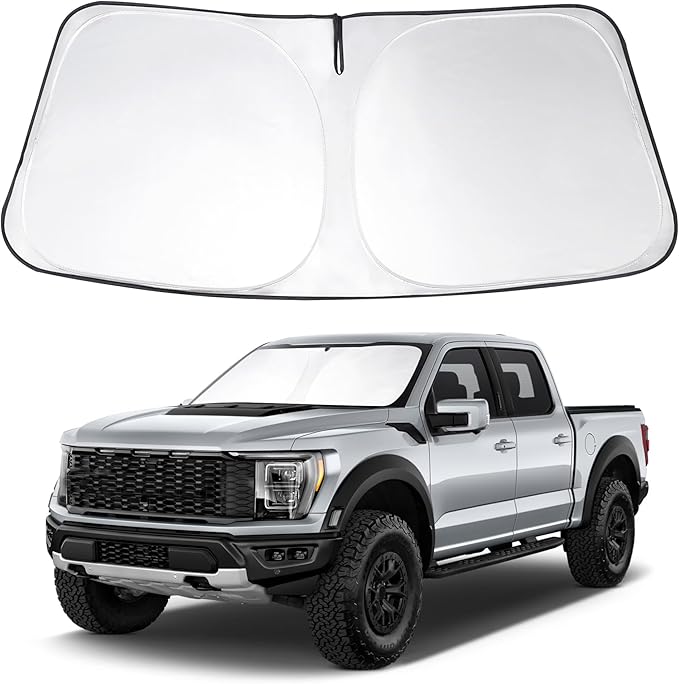 Windshield Sun Shade Custom Fit 2021 2022 2023 2024 2025 2026 Ford F150 F-150 (Lariat, King Ranch, Platinum, XL XLT Limited Raptor) Accessories Front Window Sunshade