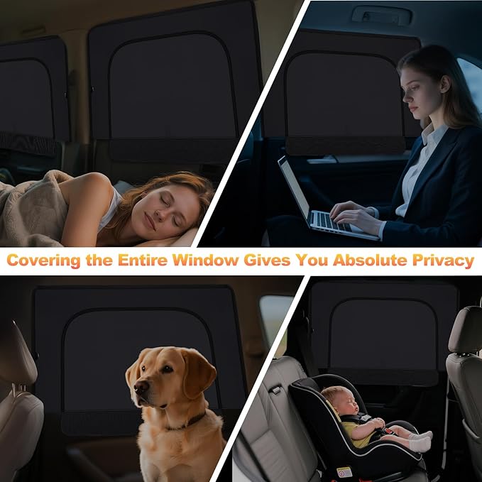 XCBYT Wrangler Window Sunshades for 2007–2018, Dual Layer Car Window Covers with Breathable Mesh & Blackout Cloth, 99% UV Protection Privacy Curtains for Car Camping, Sleeping & Rest (4 PCS)