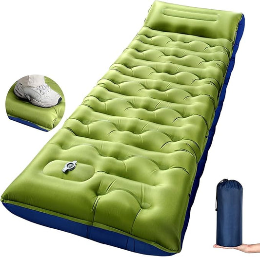 KASBAH Camping Sleeping Pad,Extra Wide 6 inch Thick Inflatable Sleeping Pads with Built-in Foot Pump and Pillow,Ultralight Camping Mat Gear for Outdoor Hiking,Camping