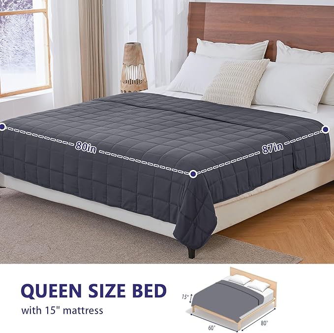 yescool King Size Weighted Blanket for Adults (20 lbs, 80” x 87”, Grey) Cooling Heavy Blanket for Sleeping Perfect for 190-210 lbs, Breathable Blanket for Adults & Couple All Season, Machine Washable