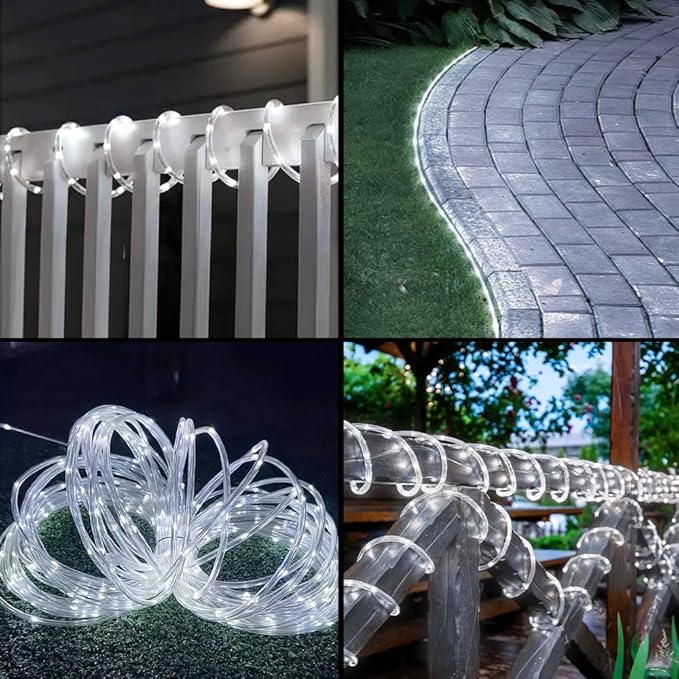LairtPOW Solar Rope Lights 39FT 100LEDs,IP65 Waterproof Outdoor String Light, Palm Tree Lights for Party Garden Yard Pathway Patio Wedding Christmas Halloween Holiday Decoration (Cool White)
