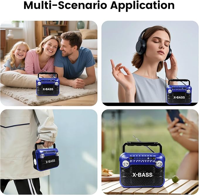 Portable AM/FM/SW Shortwave Radio with Bluetooth 5.0,Support USB/TF Player,D Battery Operated/USB Charge,Digital Tuner & Earphone Jack,Emergency Flashligh, Perfect for Gifts/Elderly/Home